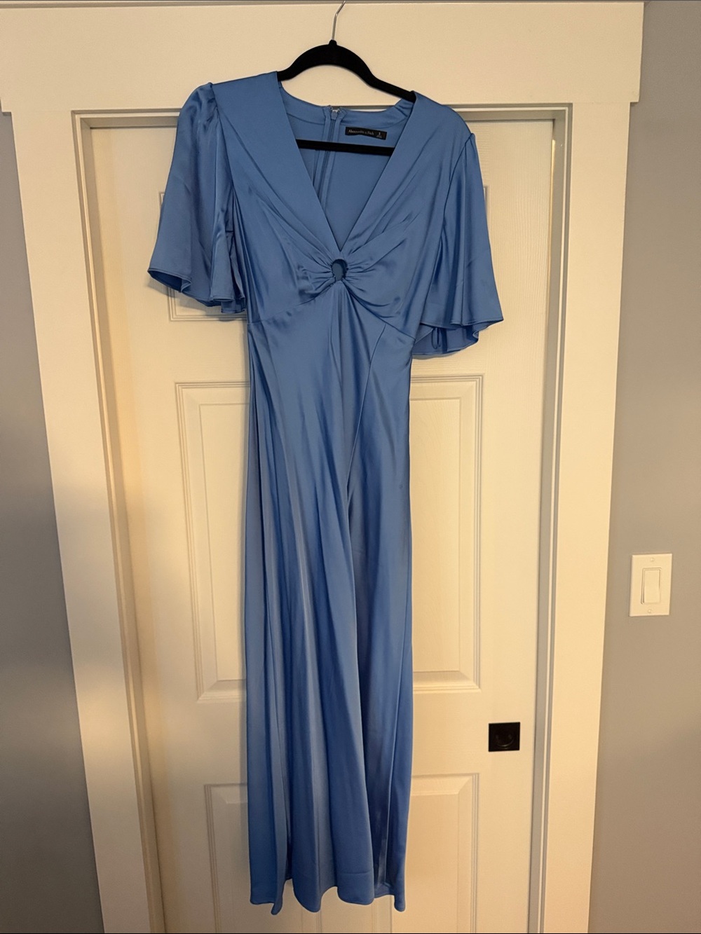 American Eagle Outfitters Light Blue Twist-Front Maxi Dress